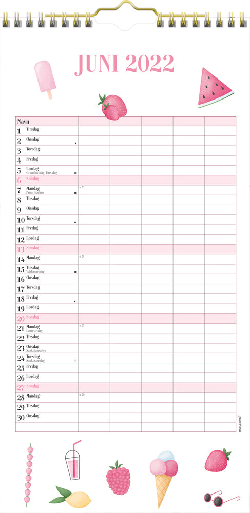 Familiekalender Annies 2022 22 x 43 cm  Mayland