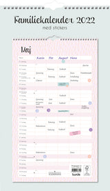 Familiekalender pastel med stickers 2022 25 x 42 cm Mayland