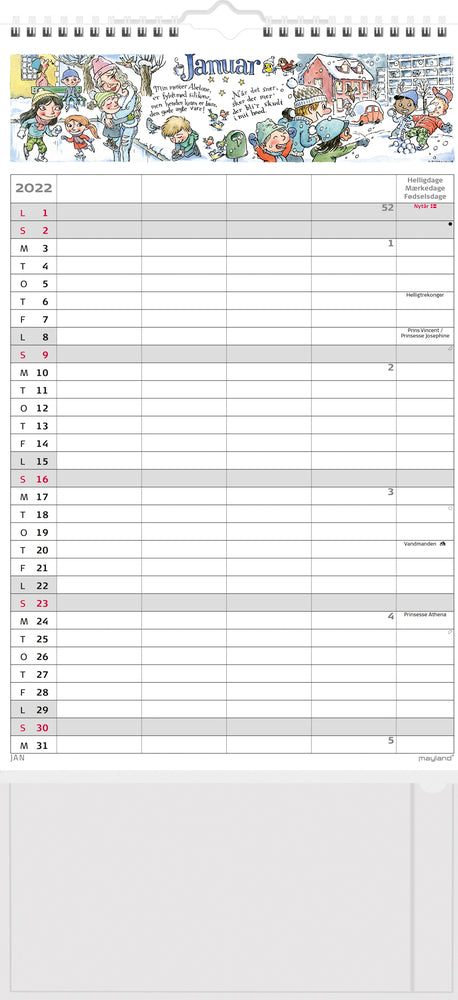Familiekalender A3 Otto Dickmeiss illu. 4 kol. 2022 Mayland
