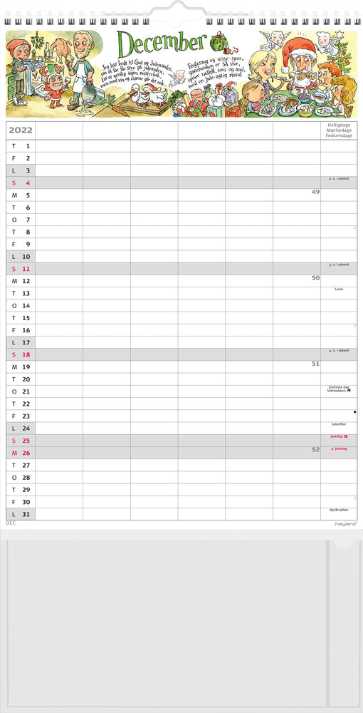 Familiekalender A3 Otto Dickmeiss illu. 6 kol. 2022 Mayland