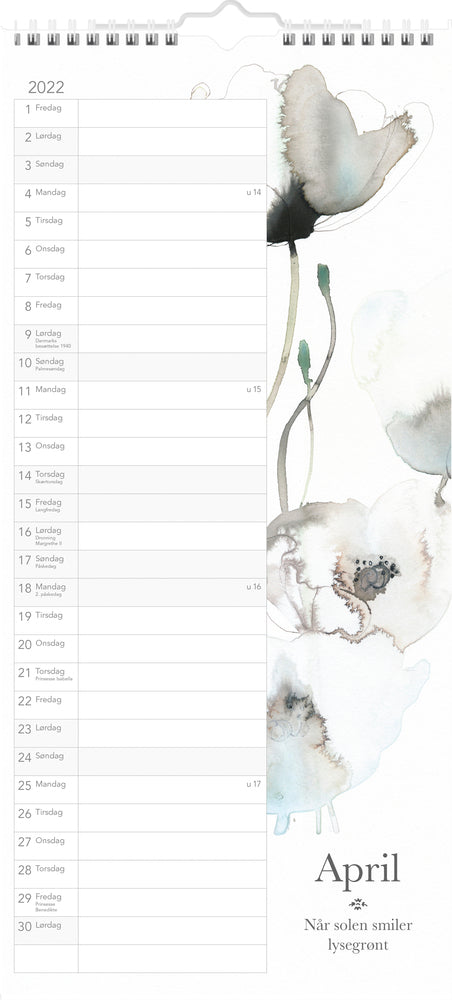 Vægkalender Toril Bækmark & Lilja Scherfig 2022 23 x 50 cm