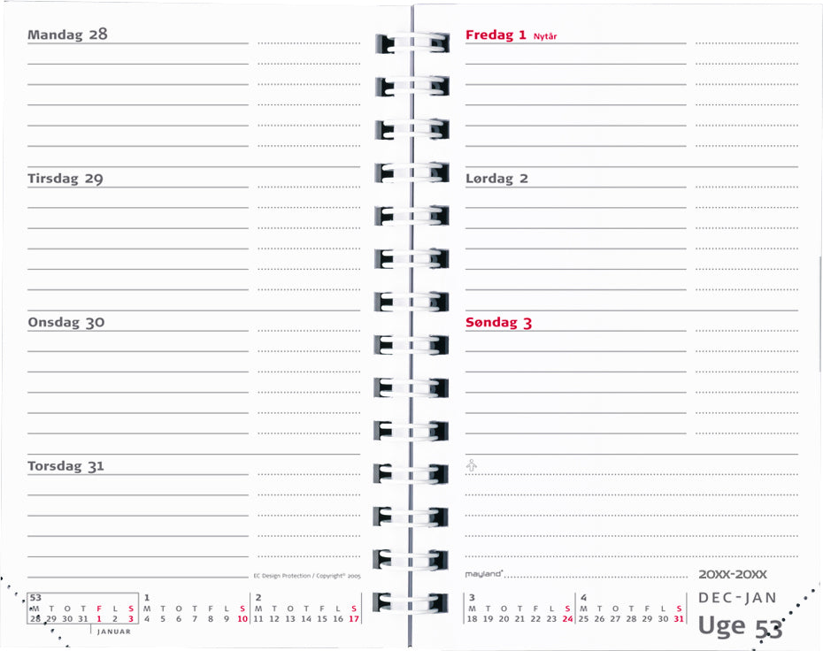 Mini planner tværformat refill 2022 8 x 13 cm Mayland