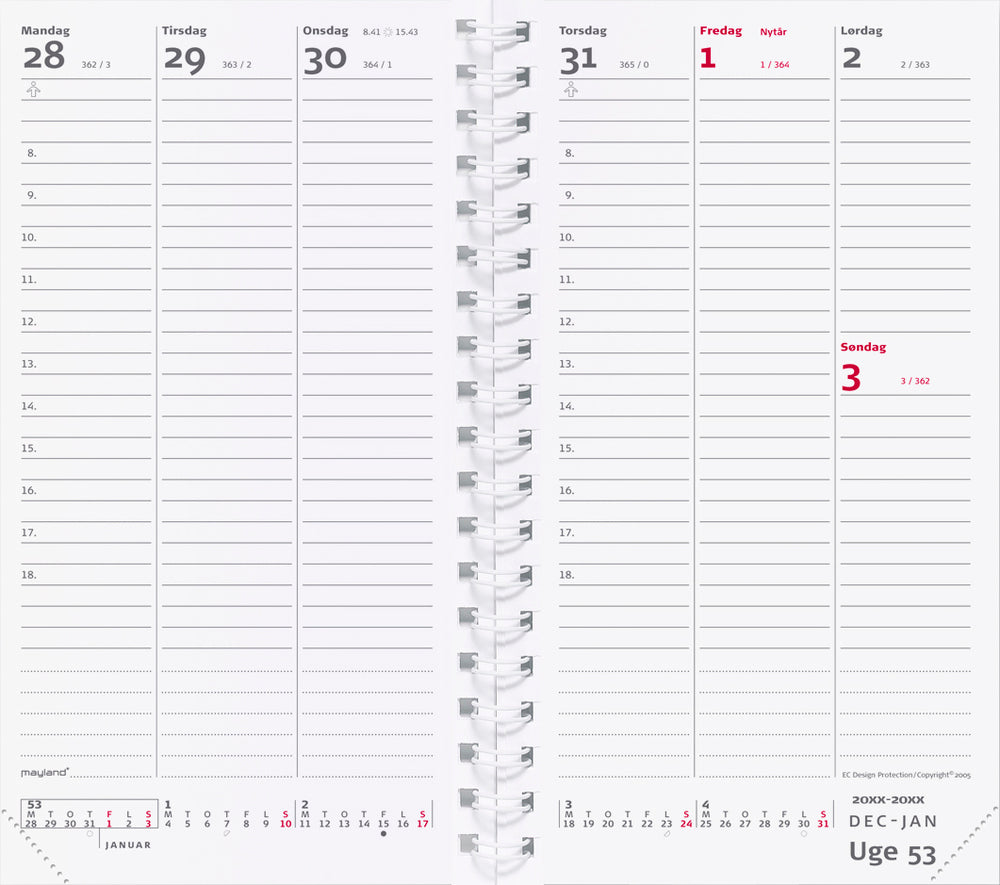 Week planner indbundet kunstskind sort 2022 Mayland