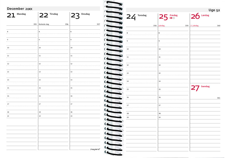 Ugekalender A6 eco line 2022 sort Mayland