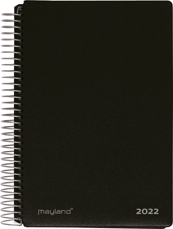 Spiralkalender 2 dage sort pp 2022 12 x 17 cm Mayland