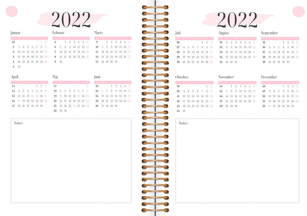 Life planner pink 1 dag 2022 11,7 x 17,1 cm Mayland