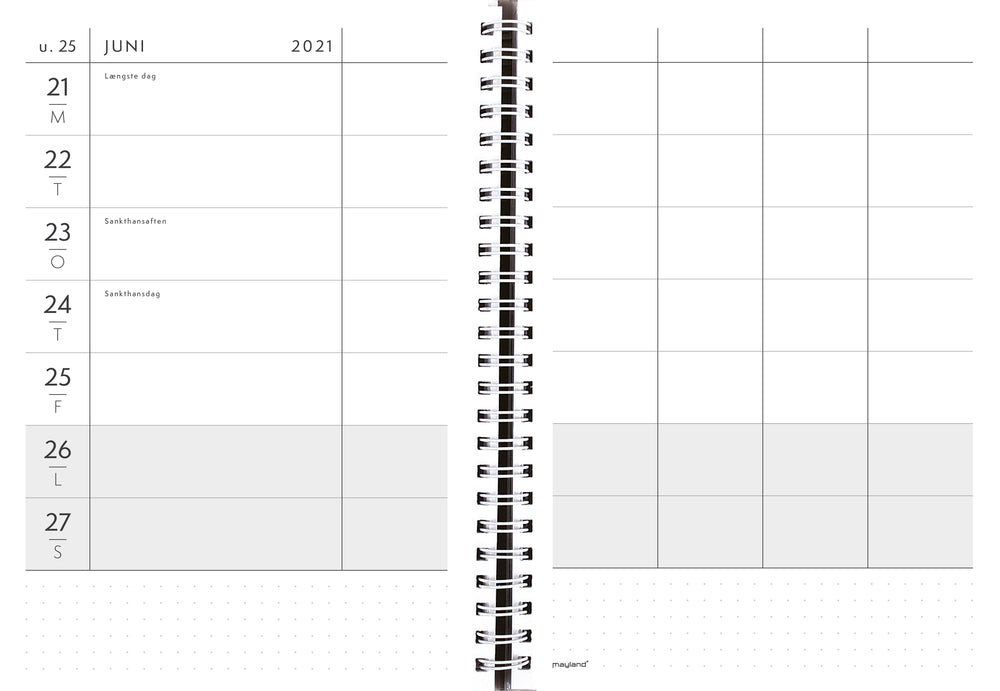 Familiekalender ugeplanner A5 tekstilpræg 2022 Mayland