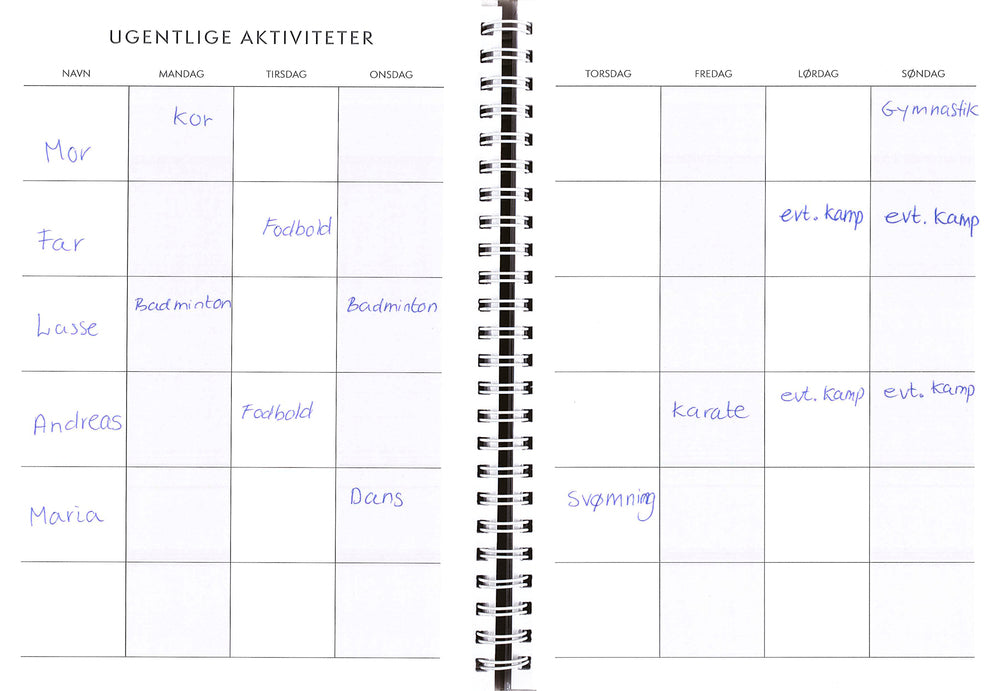 Familiekalender ugeplanner A5 tekstilpræg 2022 Mayland