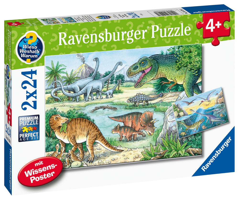 Puslespil Dinosaurs of land and sea 2x24 brikker