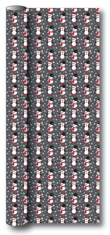 Gavepapir grå snemand/pingvin 3 m x 70