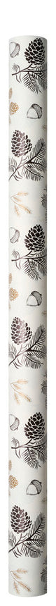 Gavepapir guld/brun metallic kogler/grangren/agern 3m x 70cm