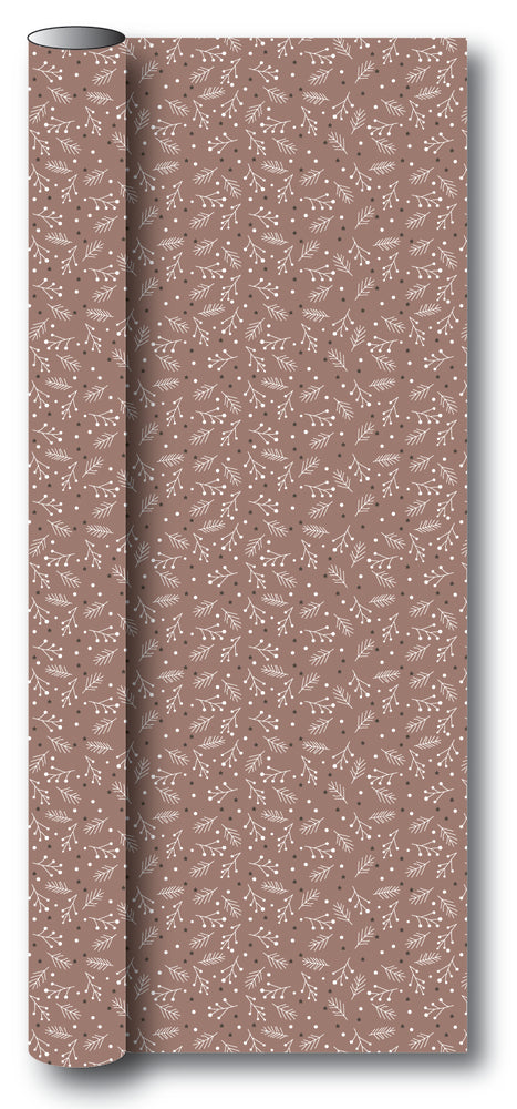 Gavepapir rose gold/brun metallic grene/stjerner 3 m x 70 cm
