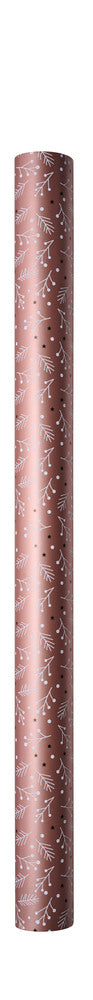 Gavepapir rose gold/brun metallic grene/stjerner 3 m x 70 cm