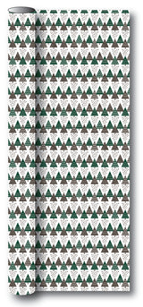 Gavepapir hvid m/brun/grøn metallic juletræ 3 m x 70 cm