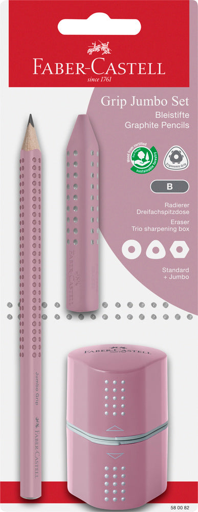 Blistersæt Faber-Castell jumbo grip rose