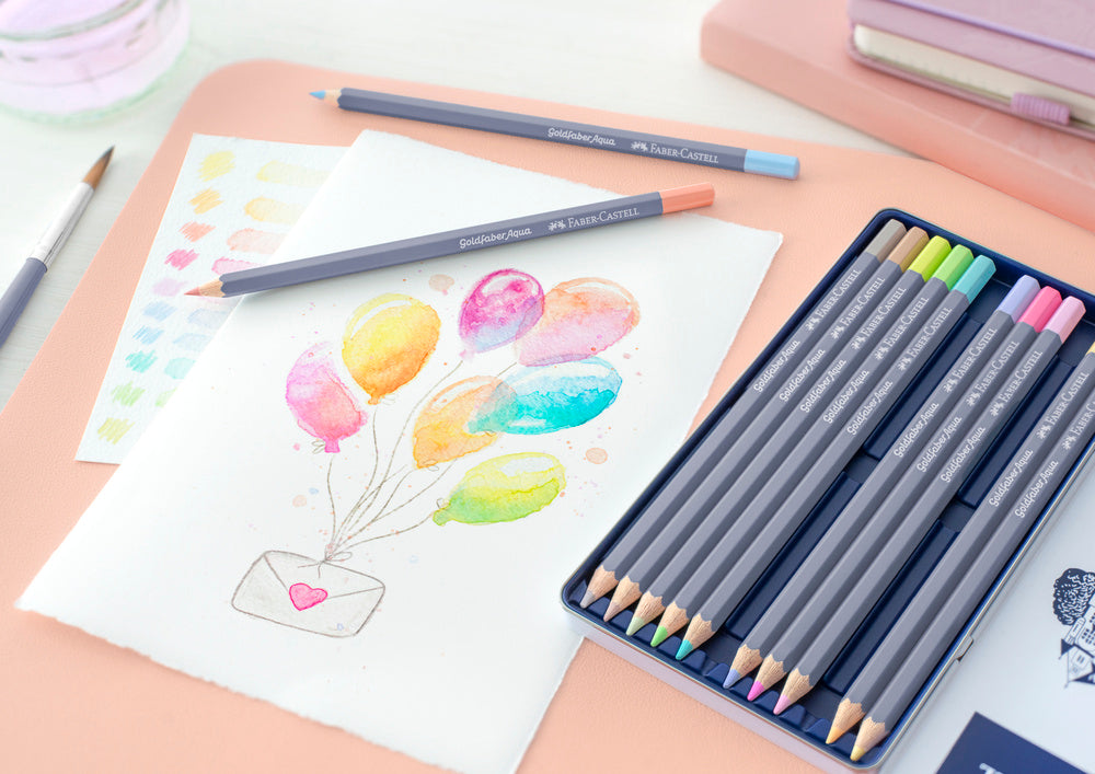 Akvarel farveblyant Faber-Castell 12 ass pastelfarver 3,3 mm
