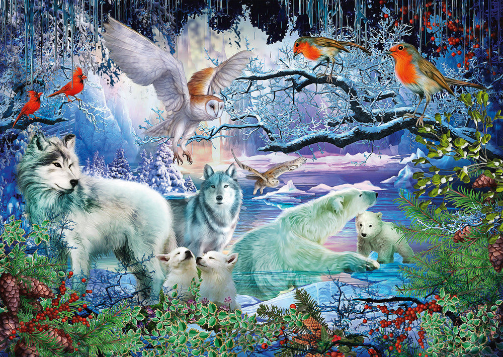 Puslespil Wolves in a winter forest 1000 brikker