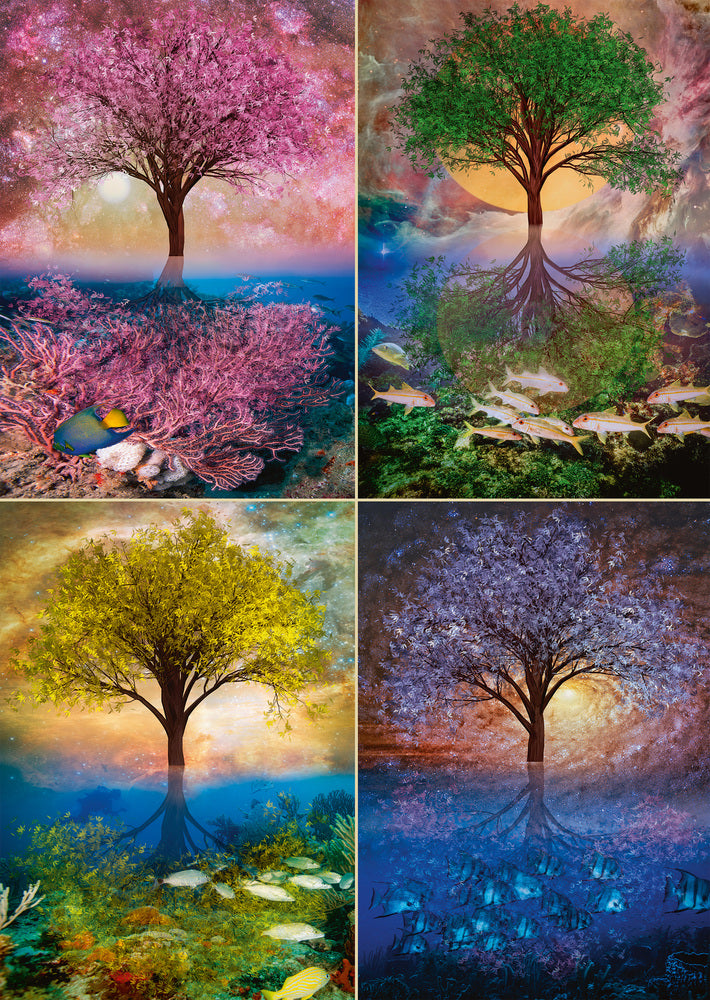 Puslespil Magical tree at the lake 1000 brikker