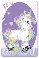 Diamond Art Enhjørning med Hjerte 10 x 15 cm