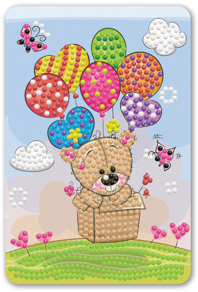 Diamond Art Bamse i luftballon med balloner 10 x 15 cm