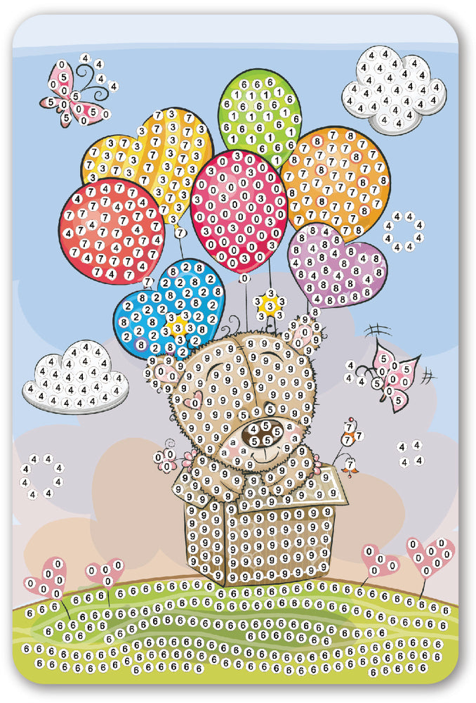 Diamond Art Bamse i luftballon med balloner 10 x 15 cm