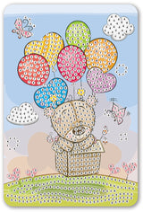 Diamond Art Bamse i luftballon med balloner 10 x 15 cm