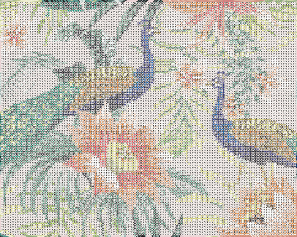 Diamond Art Påfugle/Blomster 40 x 50 cm