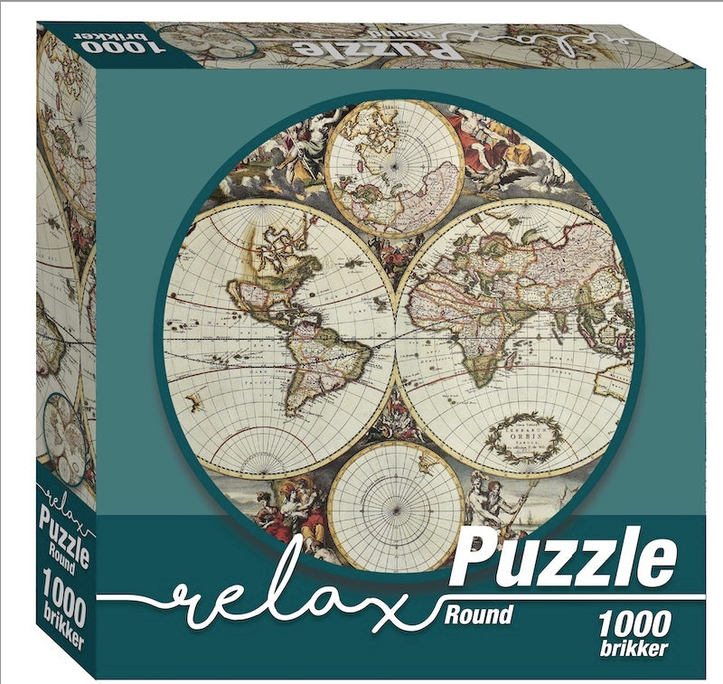 Relax round 1000 brikker verdenskort