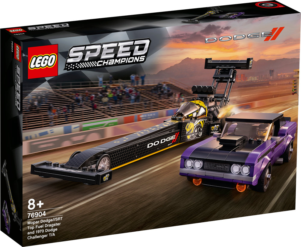 76904 LEGO Speed Champions Mopar Dodge//SRT Top Fuel-dragster og 1970 Dodge Challenger T/A
