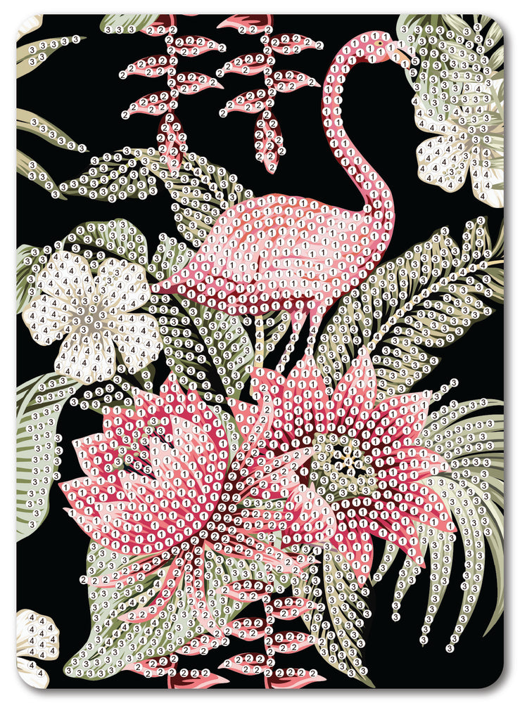 Diamond Art flamingo m/blomst 13 x 18 cm