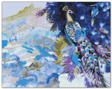 Diamond Art påfugl/bjerg lilla nuancer 40 x 50 cm