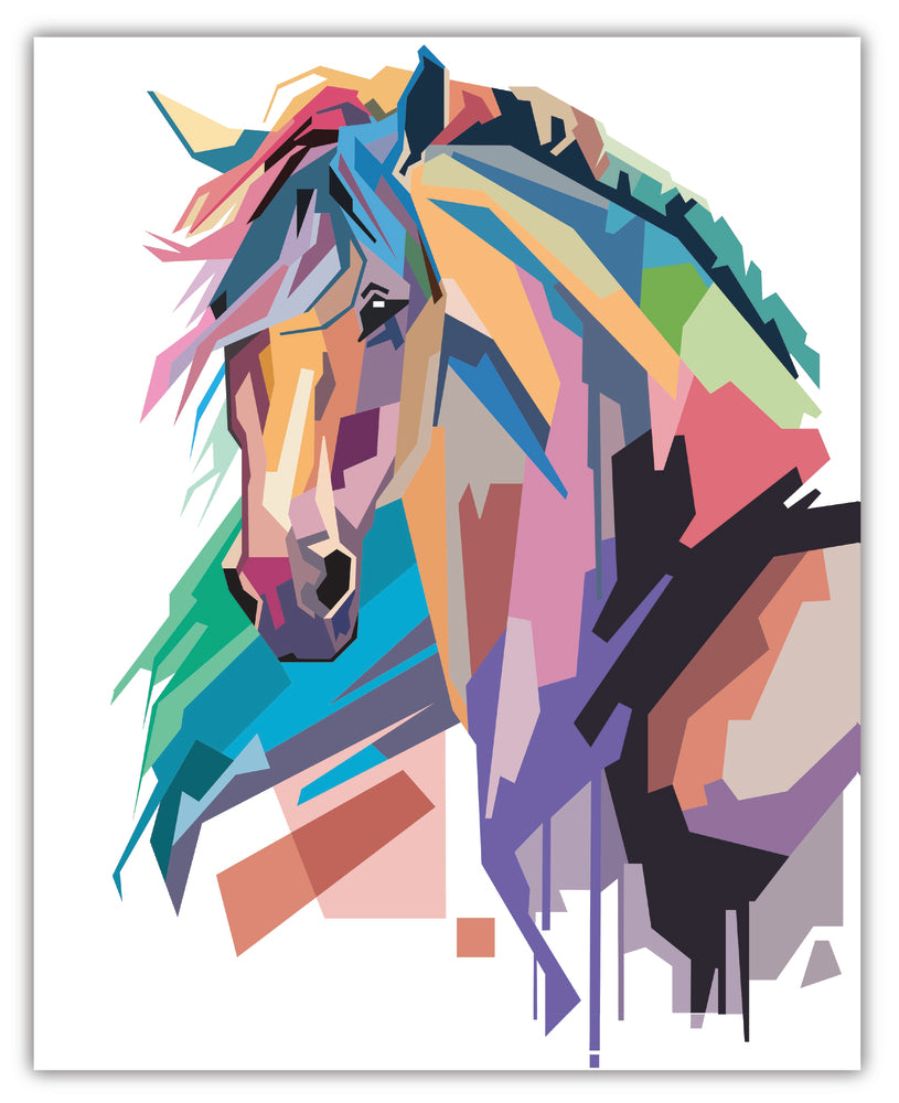 Diamond Art hest farverig 40 x 50 cm