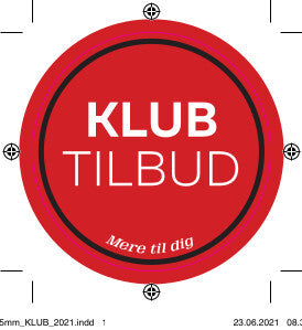 Bogetiket Klub tilbud Ø55mm 100 stk