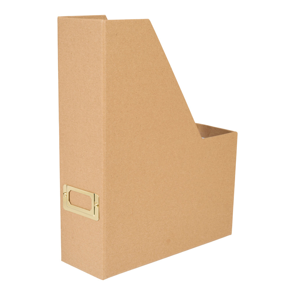 Tidsskriftskassette karton kraft A4 m/guld metalgreb