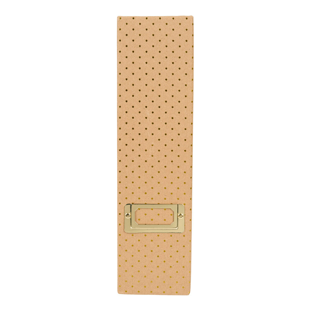 Tidsskriftskassette karton kraft m/guld foil prikker A4 greb