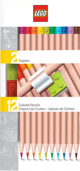 LEGO stationery 12 farveblyanter med 2 LEGO-klods toppe