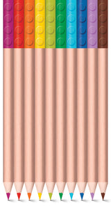 LEGO stationery 12 farveblyanter med 2 LEGO-klods toppe