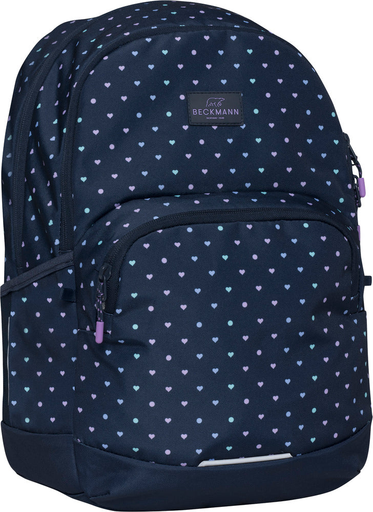 Skoletaske Beckmann mellemtrin sport jr Blue hearts 30 liter