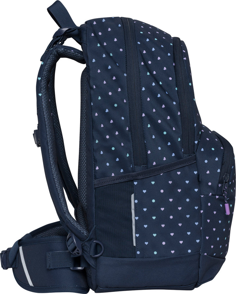 Skoletaske Beckmann mellemtrin sport jr Blue hearts 30 liter