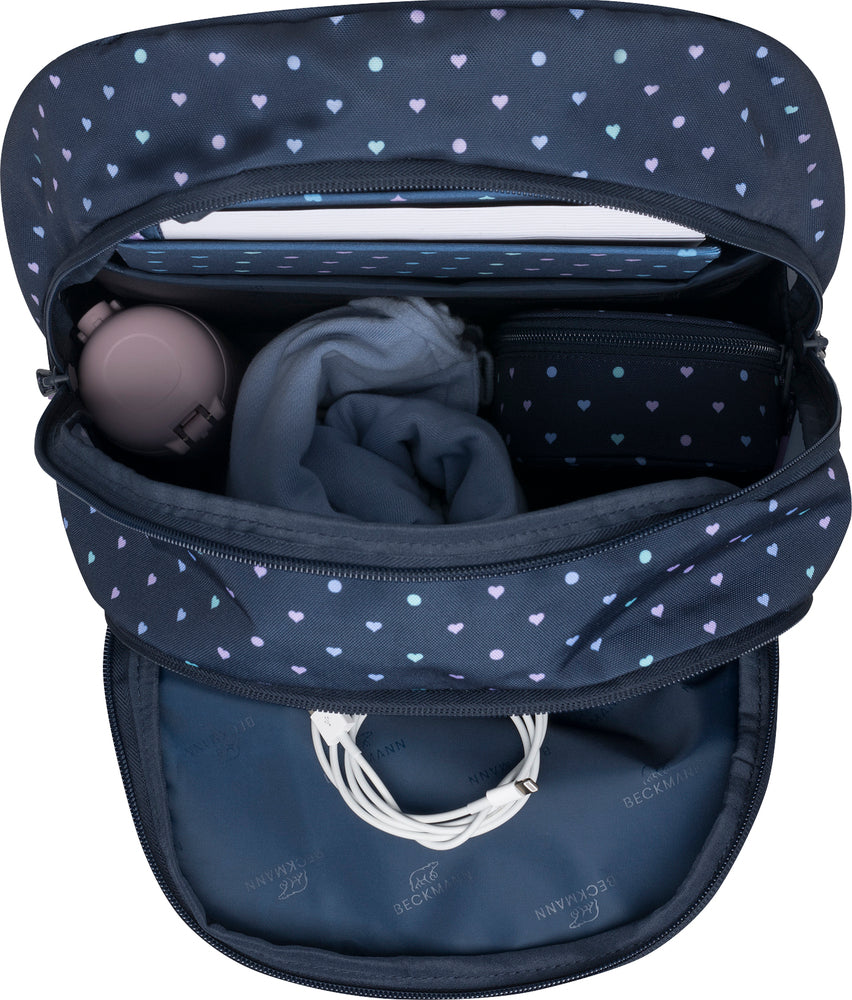 Skoletaske Beckmann mellemtrin sport jr Blue hearts 30 liter