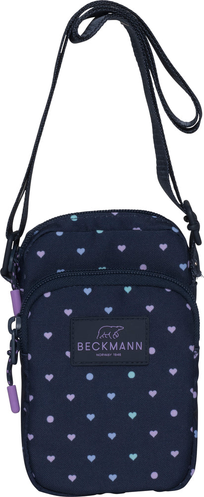 Skuldertaske Beckmann crossbody blue hearts m/justerbar rem