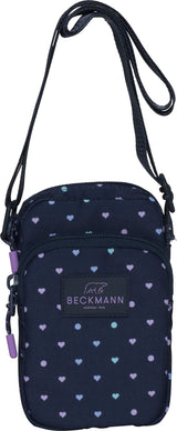 Skuldertaske Beckmann crossbody blue hearts m/justerbar rem