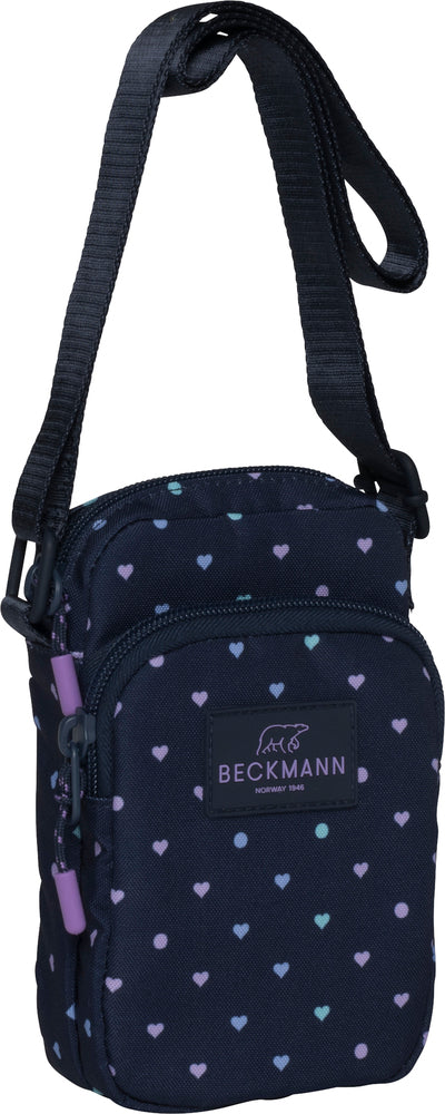 Skuldertaske Beckmann crossbody blue hearts m/justerbar rem