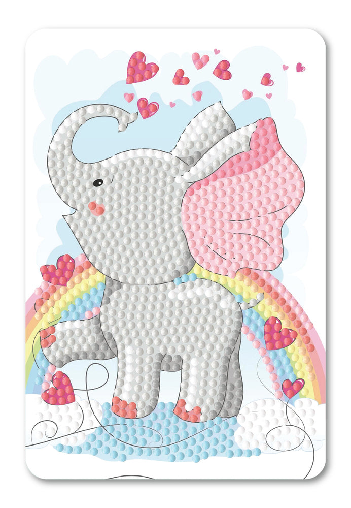 Diamond Art Elefant regnbue 10 x 15 cm