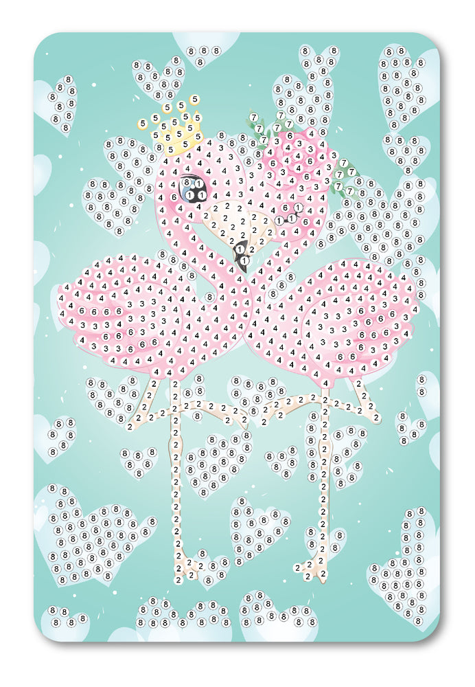 Diamond Art Flamingo par krone/blomst 10 x 15 cm