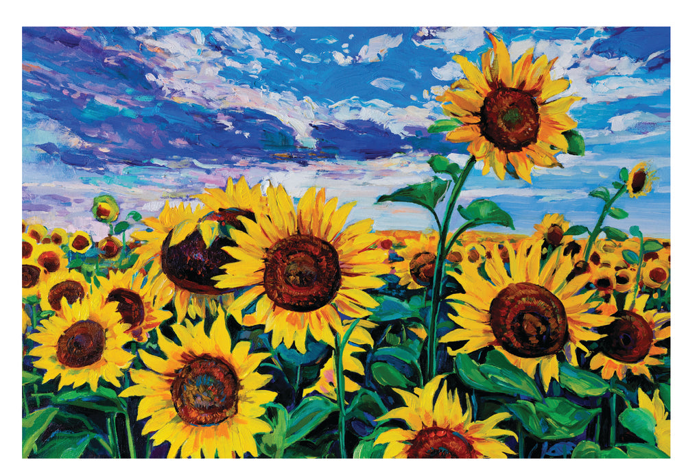 Diamond Art Solsikkemark lærred 20 x 30 cm