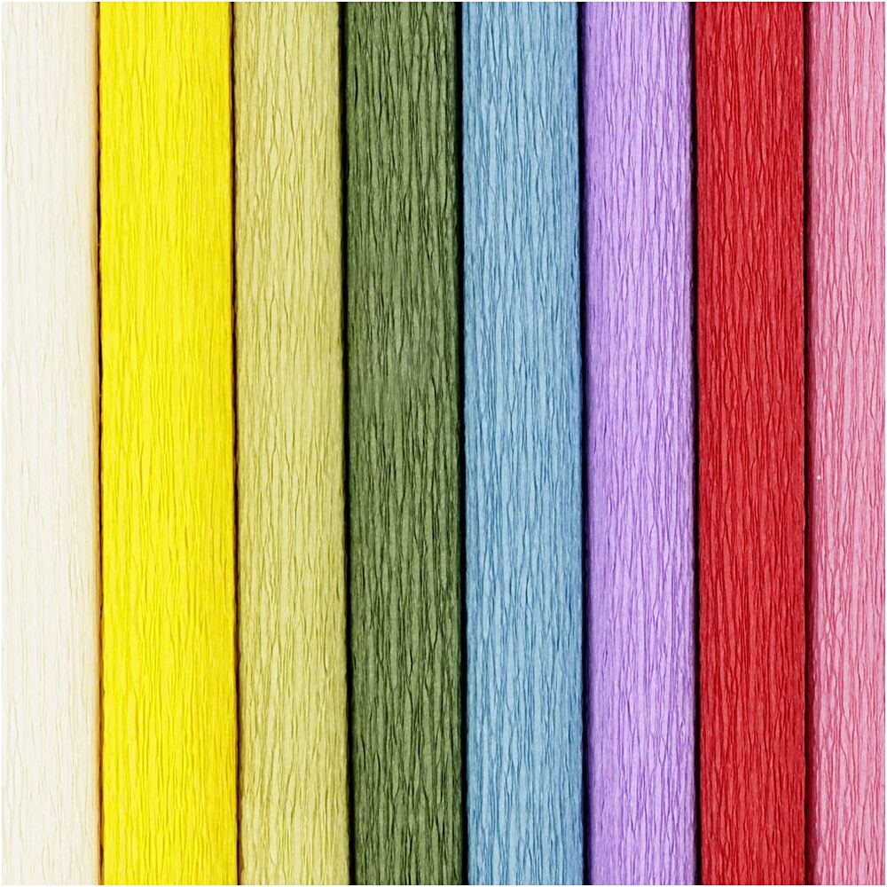Crepepapir standardfarver 8 ark 25 x 60 cm