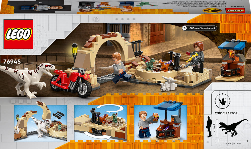 76945 LEGO Jurassic World Atrociraptor-dinosaur: motorcykeljagt