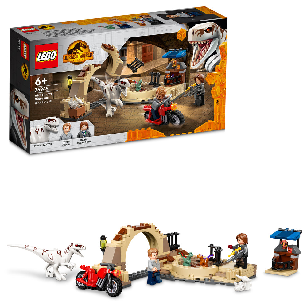 76945 LEGO Jurassic World Atrociraptor-dinosaur: motorcykeljagt