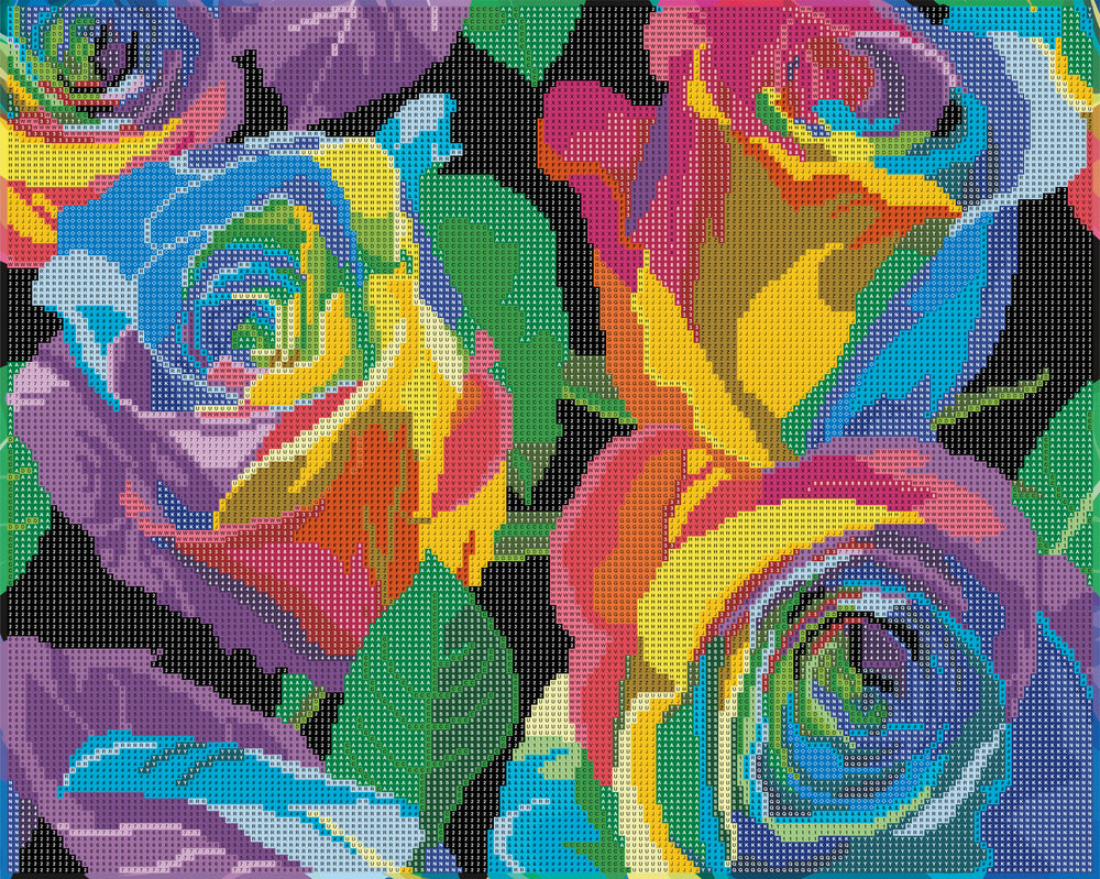 Diamond Art Roser farverig 40 x 50 cm
